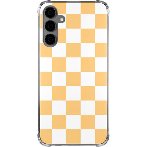 Yellow and White Checkerboard Galaxy S24 Plus Clear Case